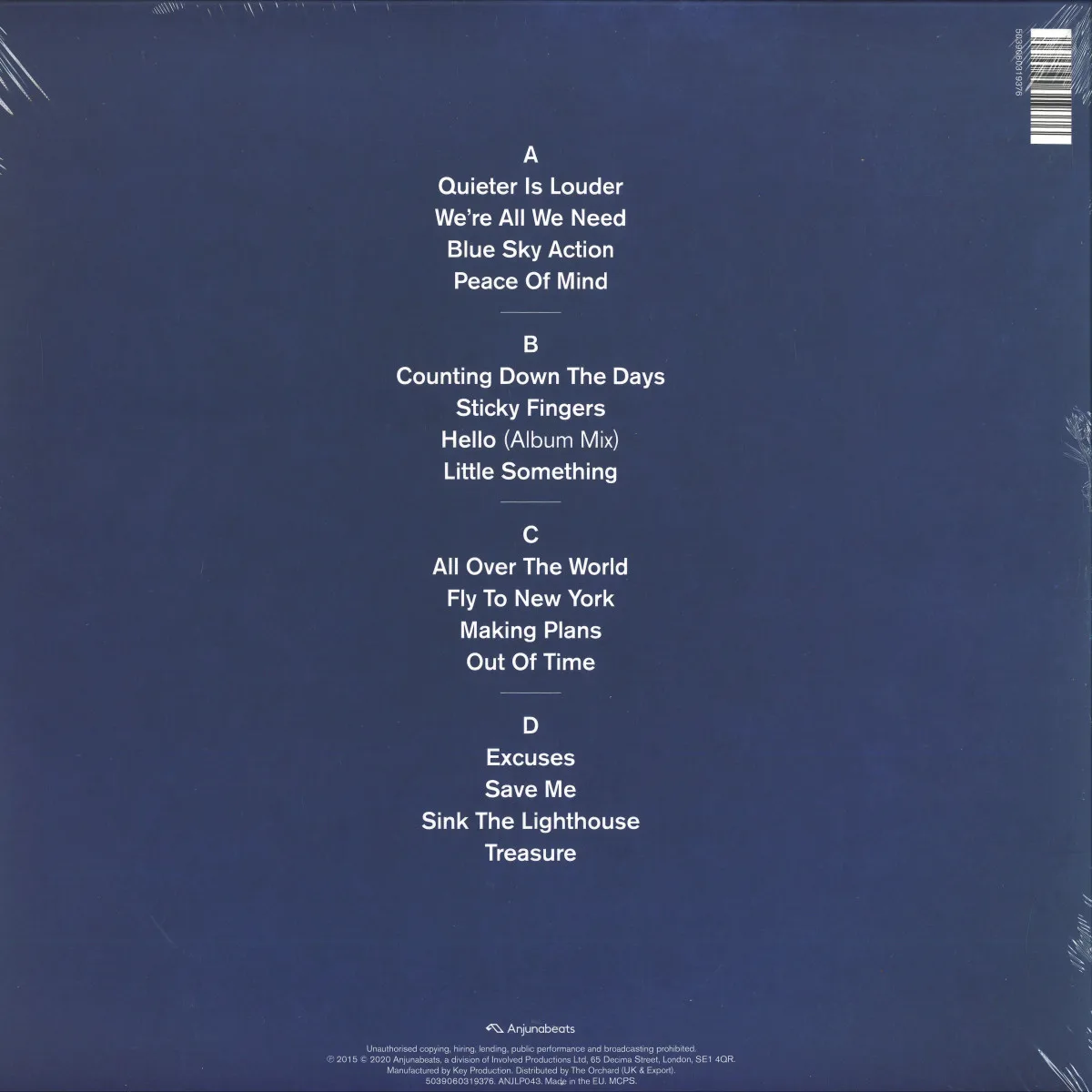 Обратная сторона обложки — ABOVE & BEYOND — WE ARE ALL WE NEED LP 2x12"