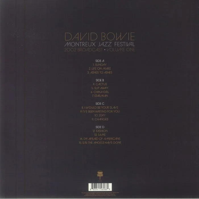 Back cover — David BOWIE — Montreux Jazz Festival 2002 Broadcast Vol 1