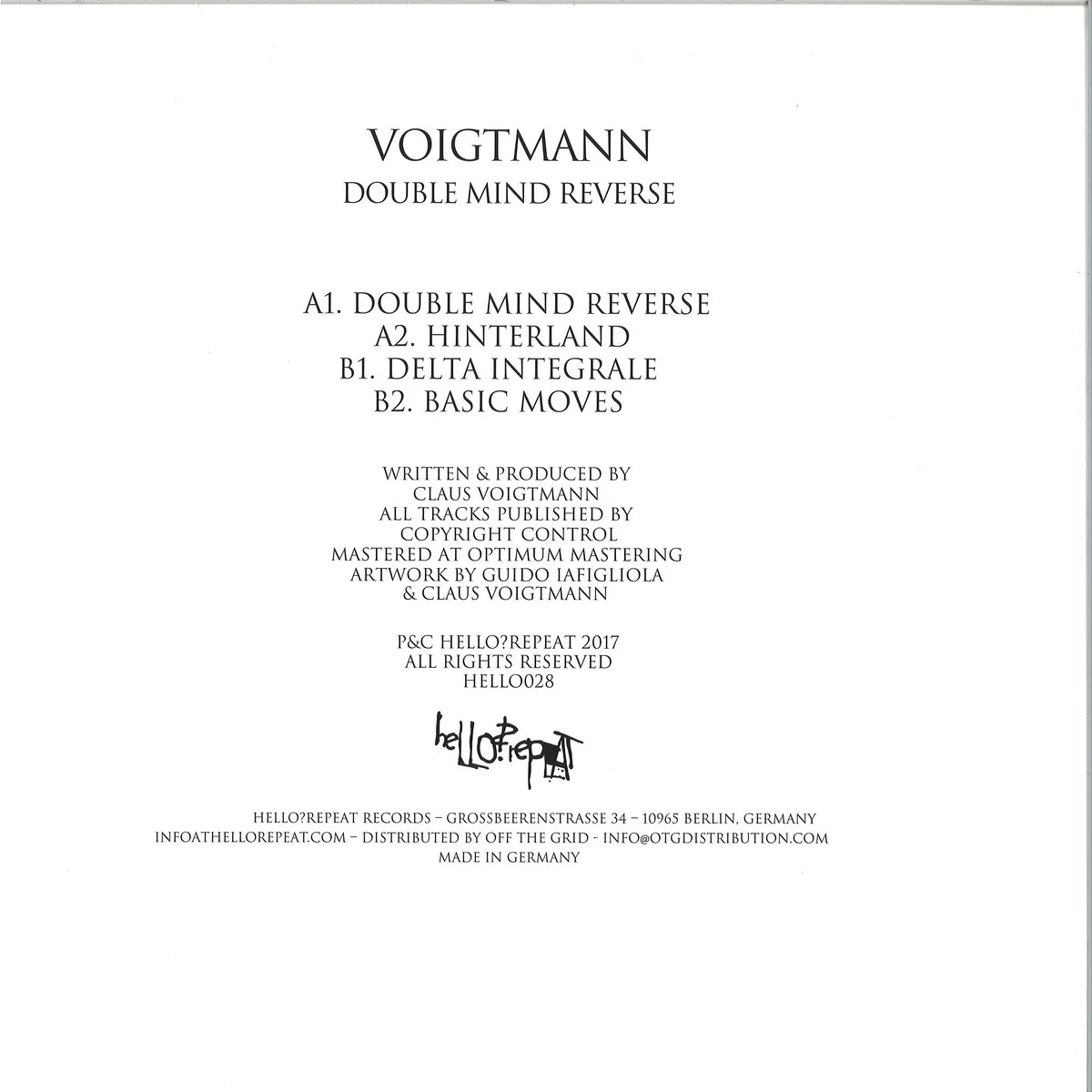 Back cover — Voigtmann — Double Mind Reverse Ep