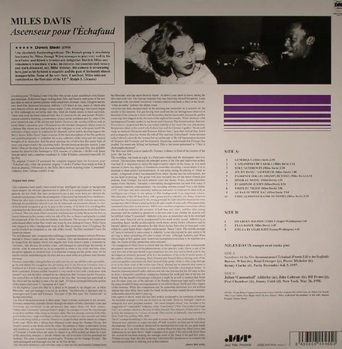 Back cover — Miles DAVIS — Ascenseur Pour L'Echafaud: Lift To The Scaffold (Soundtrack)