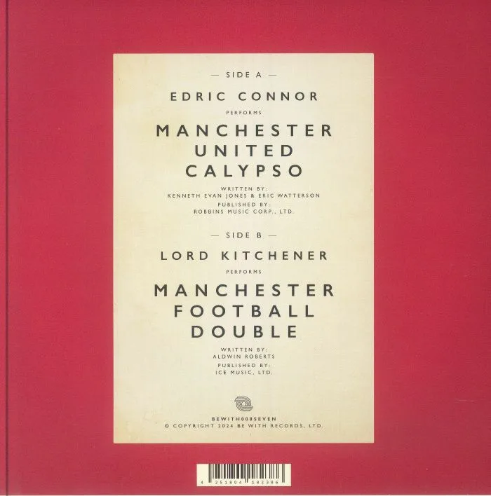 Back cover — Edric CONNOR / LORD KITCHENER — Manchester United Calypso