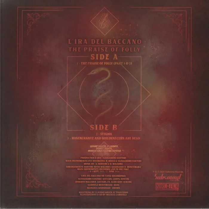 Back cover — L'IRA DEL BACCANO — The Praise Of Folly