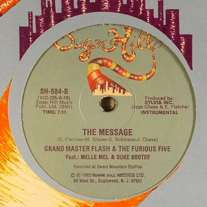 Back cover — GRANDMASTER FLASH & THE FURIOUS FIVE feat MELLE MEL & DUKE BOOTEE — The Message