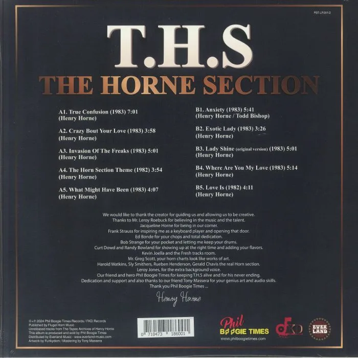 Обратная сторона обложки — THS aka THE HORNE SECTION — The Unreleased Album (reissue)