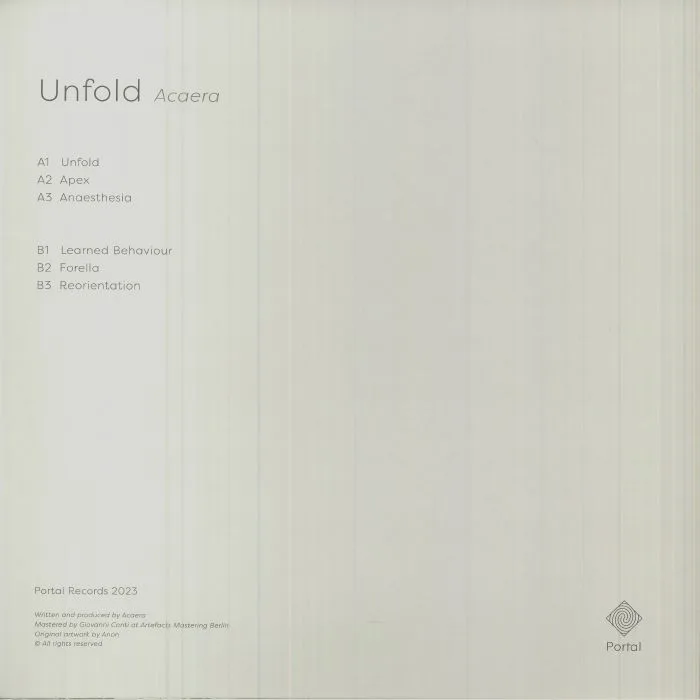 Обратная сторона обложки — ACAERA — Unfold