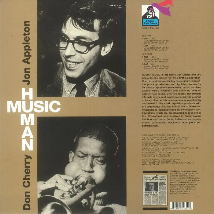 Обратная сторона обложки — Jon APPLETON / DON CHERRY — Human Music (reissue)