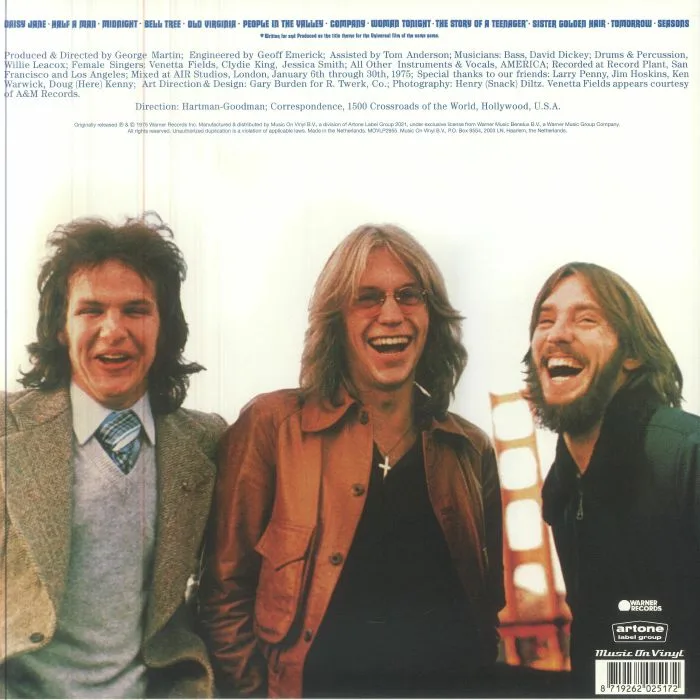 Back cover — AMERICA — Hearts (reissue)