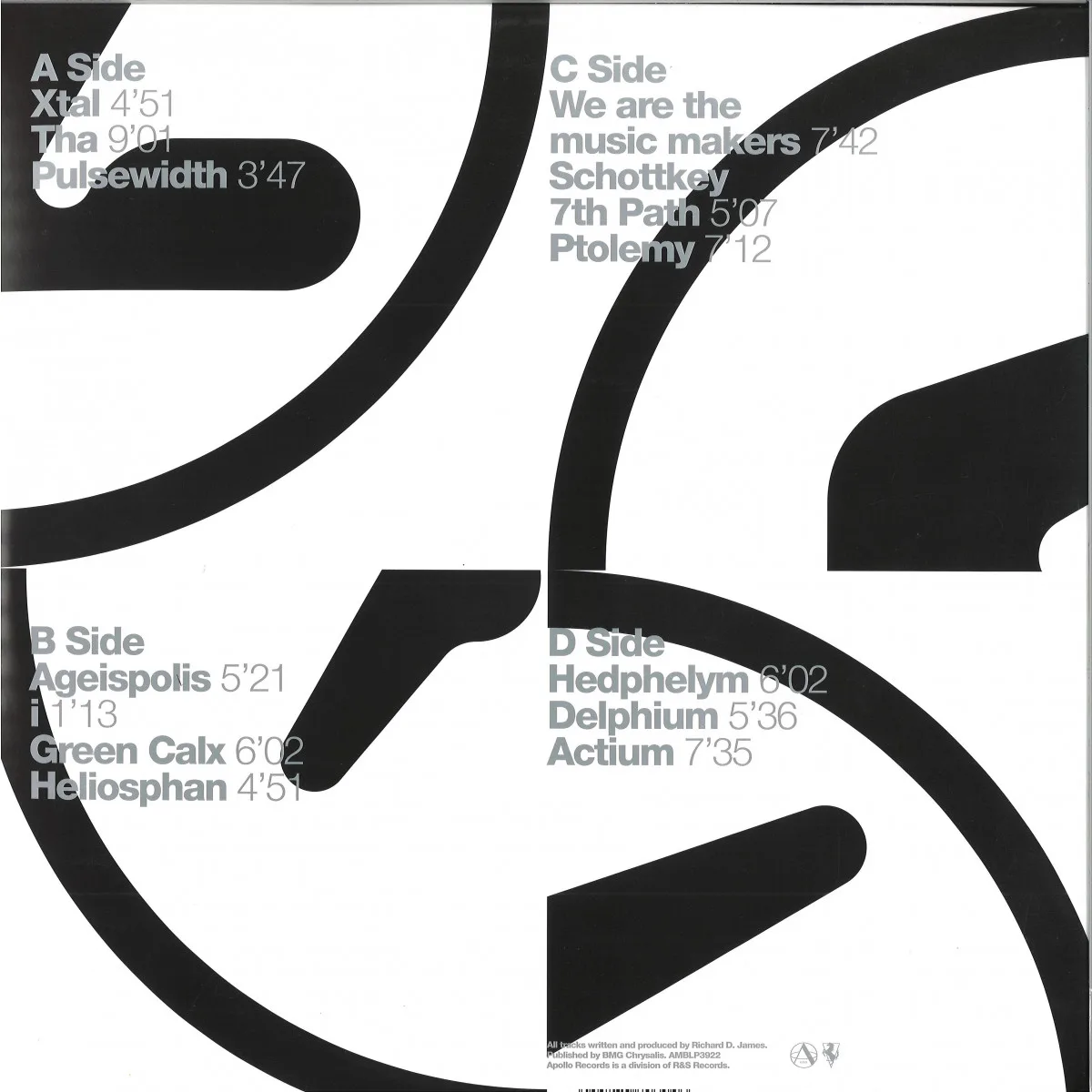 Back cover — Aphex Twin — Selected Ambient Works 85-92 LP 2x12"