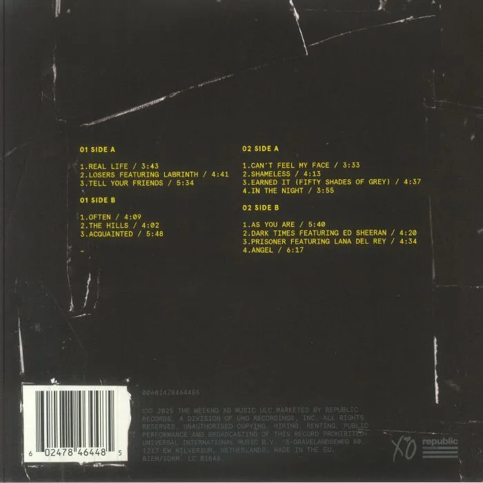 Back cover — The WEEKND — Beauty Behind The Madness