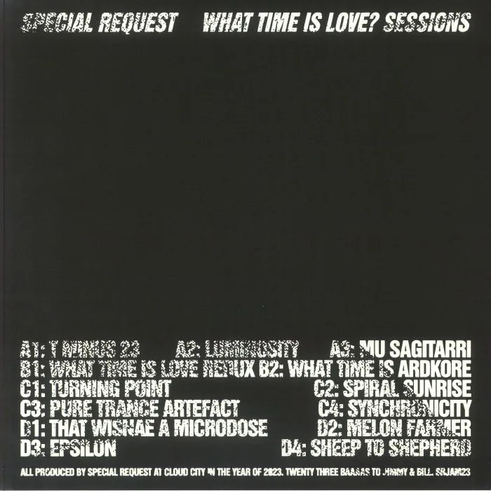 Обратная сторона обложки — SPECIAL REQUEST — What Time Is Love? Sessions