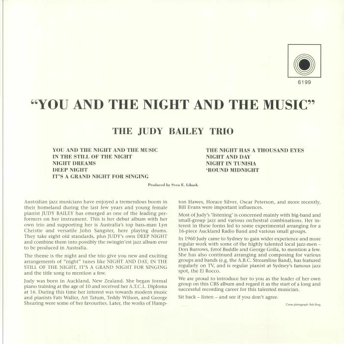 Обратная сторона обложки — JUDY BAILEY TRIO — You & The Night & The Music