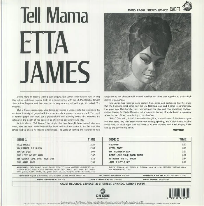Back cover — Etta JAMES — Tell Mama (Chess Acoustic Sounds Series)