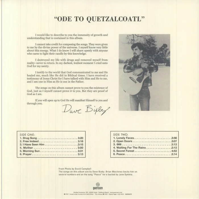 Обратная сторона обложки — Dave BIXBY — Ode To Quetzalcoatl (reissue)