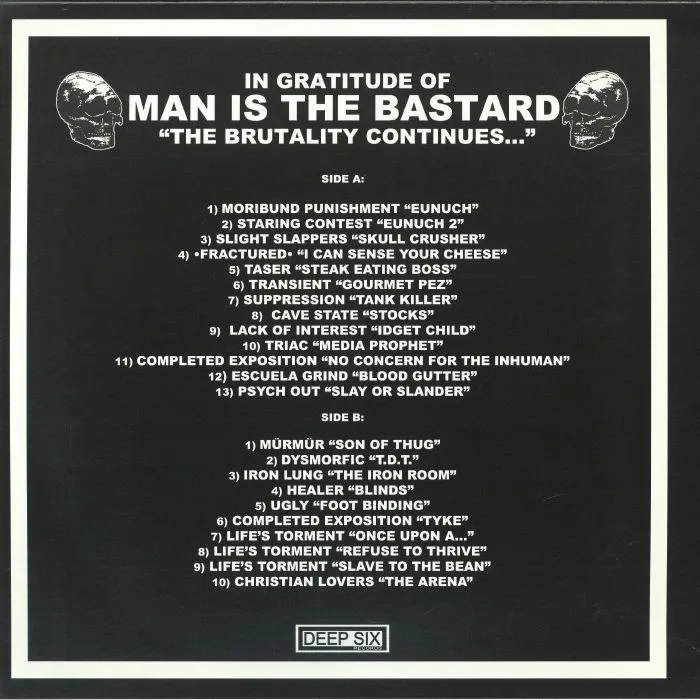 Обратная сторона обложки — VARIOUS — In Gratitude Of Man Is The Bastard