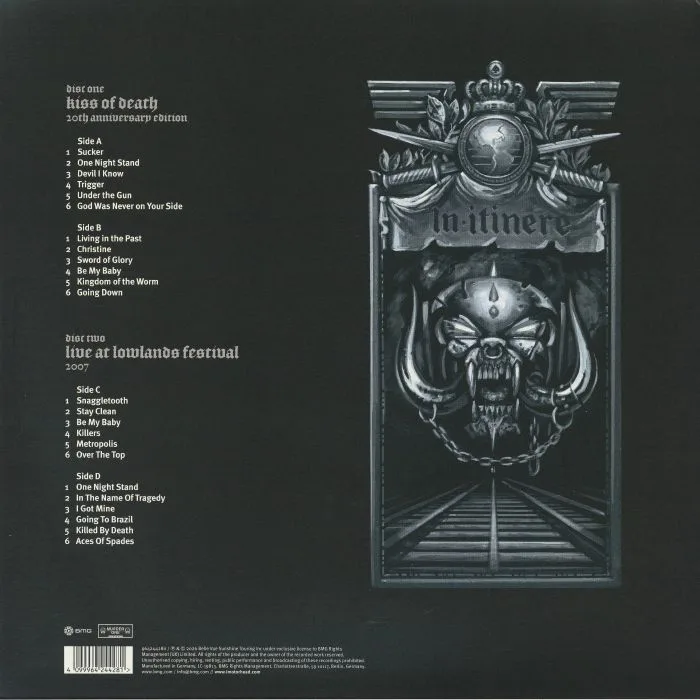 Back cover — MOTORHEAD — Kiss Of Death (20th Anniversary Edition) (half-speed remastered)