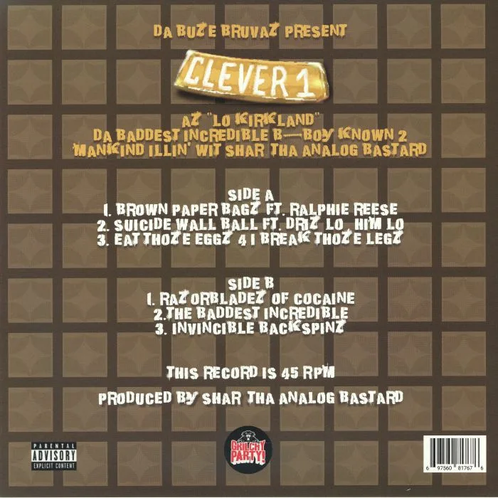 Back cover — CLEVER 1 / SHAR THA ANALOG BASTARD — Da Baddest Incredible B-boy Known 2 Mankind