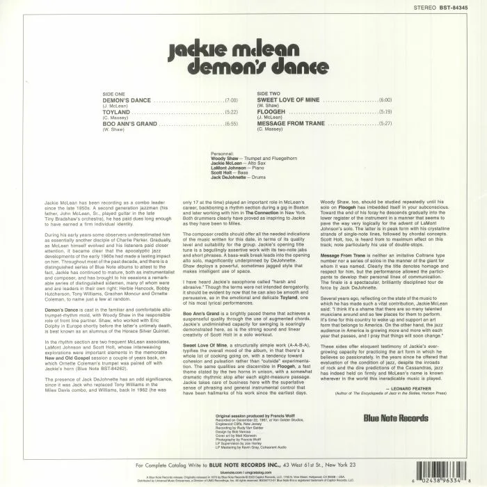Обратная сторона обложки — Jackie MCLEAN — Demon's Dance