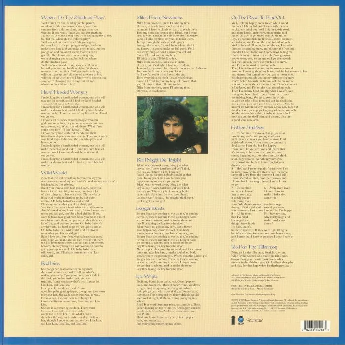Back cover — Cat STEVENS — Tea For The Tillerman (reissue)