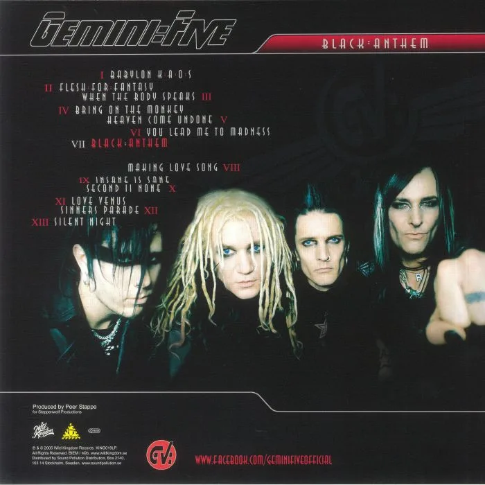 Back cover — GEMINI FIVE — Black Anthem