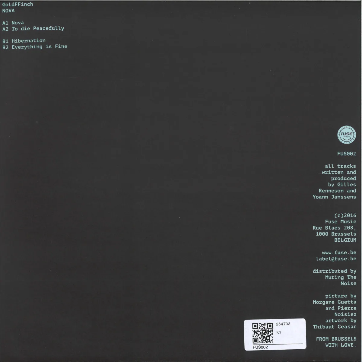Back cover — Goldffinch — Nova EP