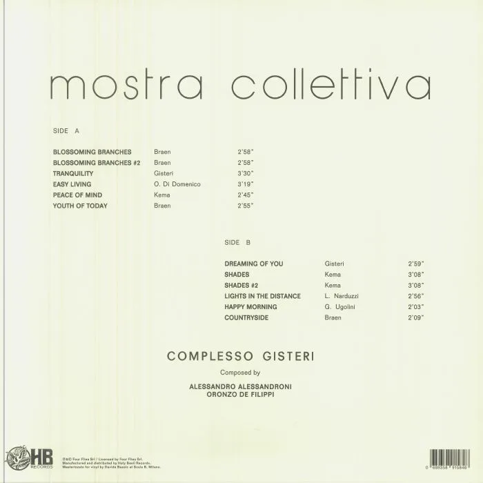 Back cover — COMPLESSO GISTERI — Mostra Collettiva (reissue)