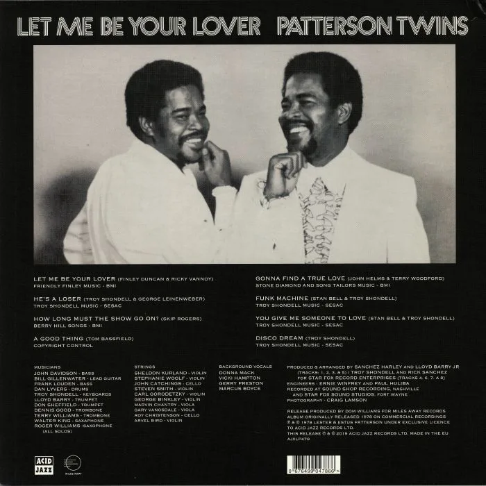 Back cover — PATTERSON TWINS — Let Me Be Your Lover (remastered) (reissue)