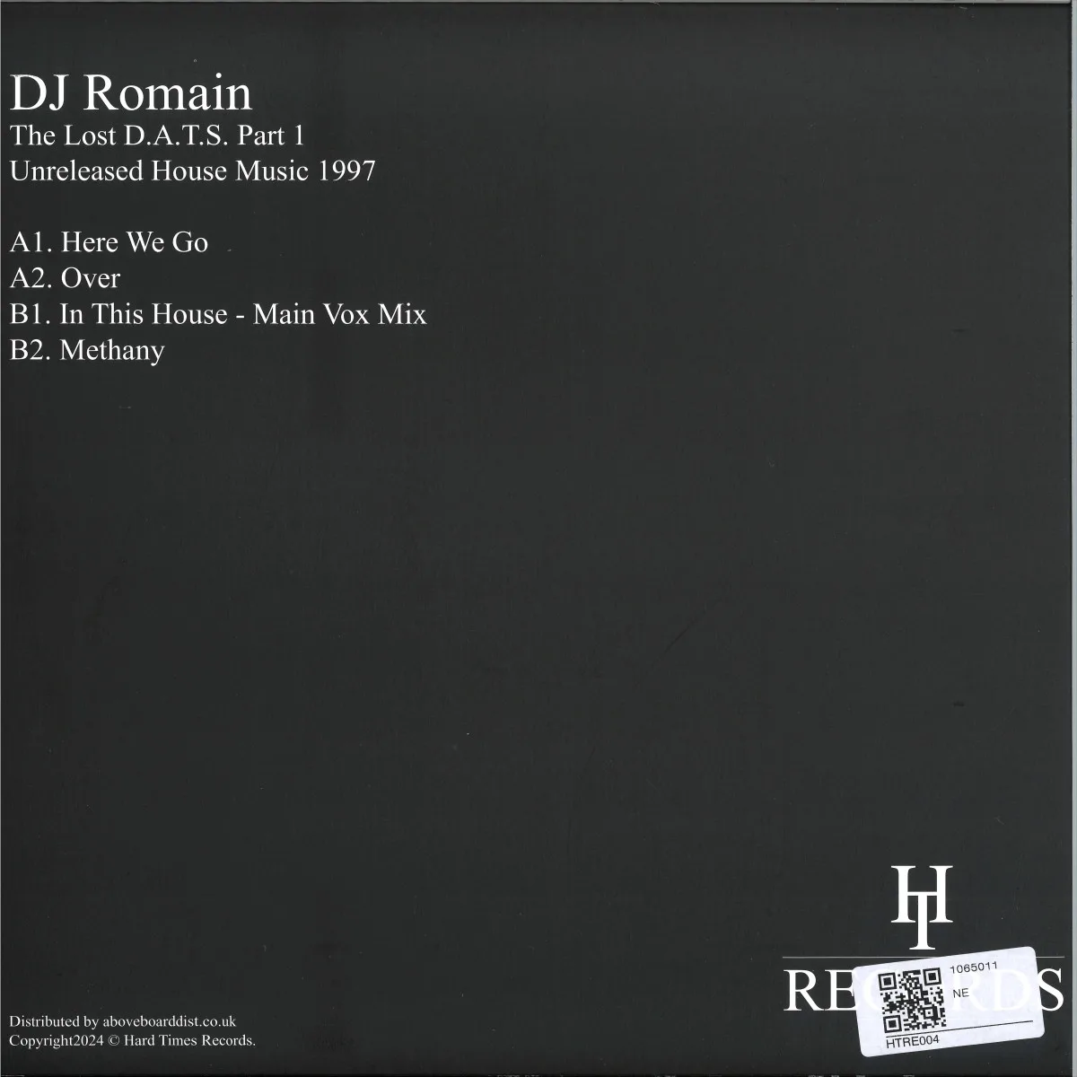 Back cover — DJ Romain — The Lost D.A.T.S. Part 1 - Unreleased House Music 1997