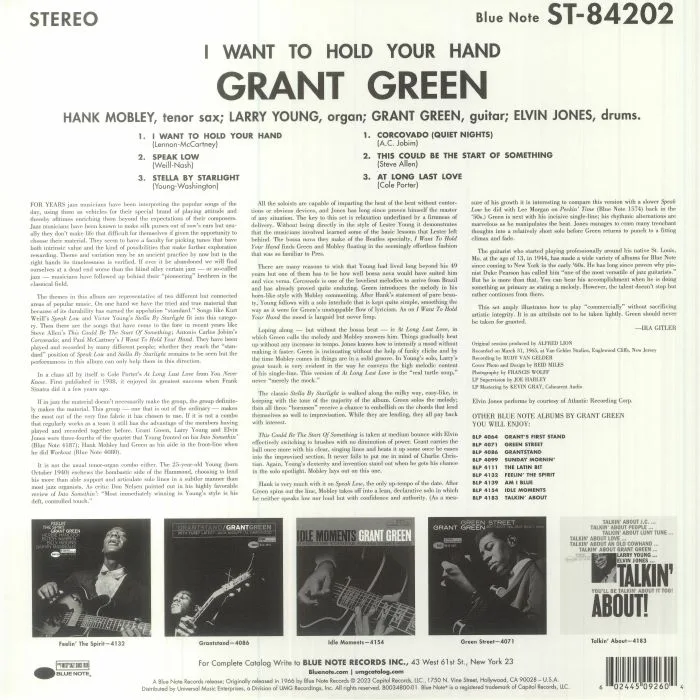 Back cover — Grant GREEN — I Want To Hold Your Hand (Tone Poet Series)