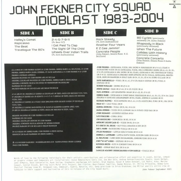 Back cover — JOHN FEKNER CITY SQUAD — Idioblast 1983-2004 (reissue)
