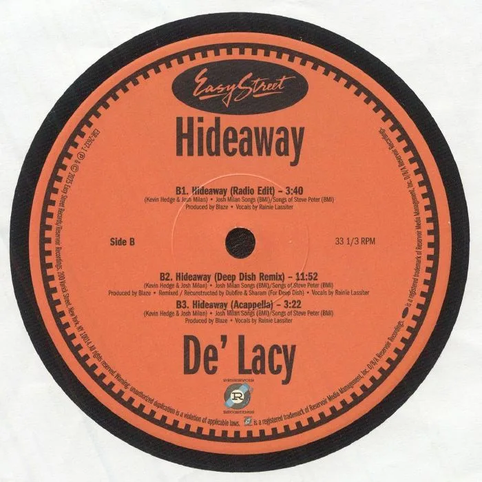 Back cover — DE'LACY — Hideaway (reissue)