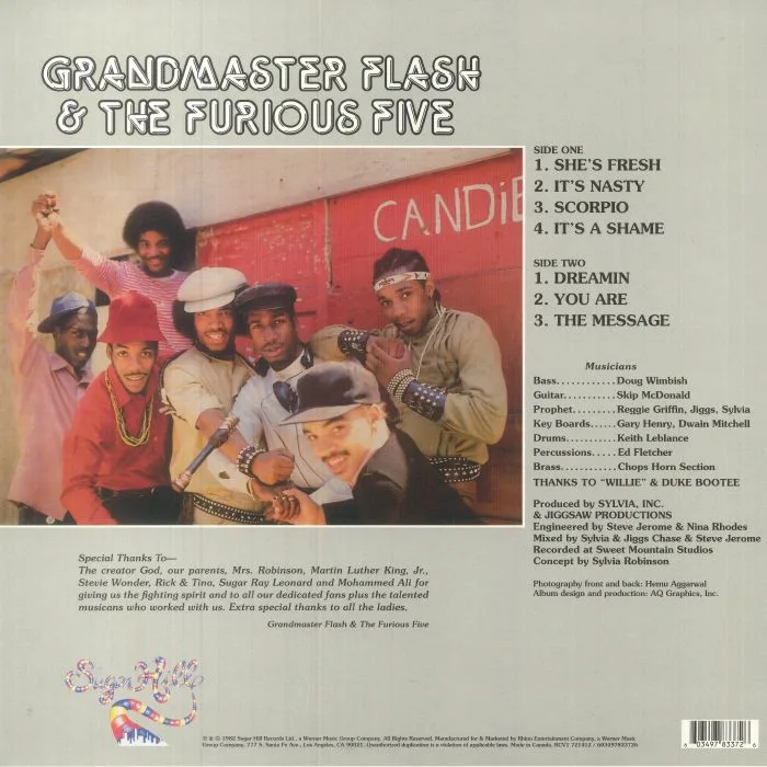 Back cover — GRANDMASTER FLASH & THE FURIOUS FIVE — The Message (reissue)