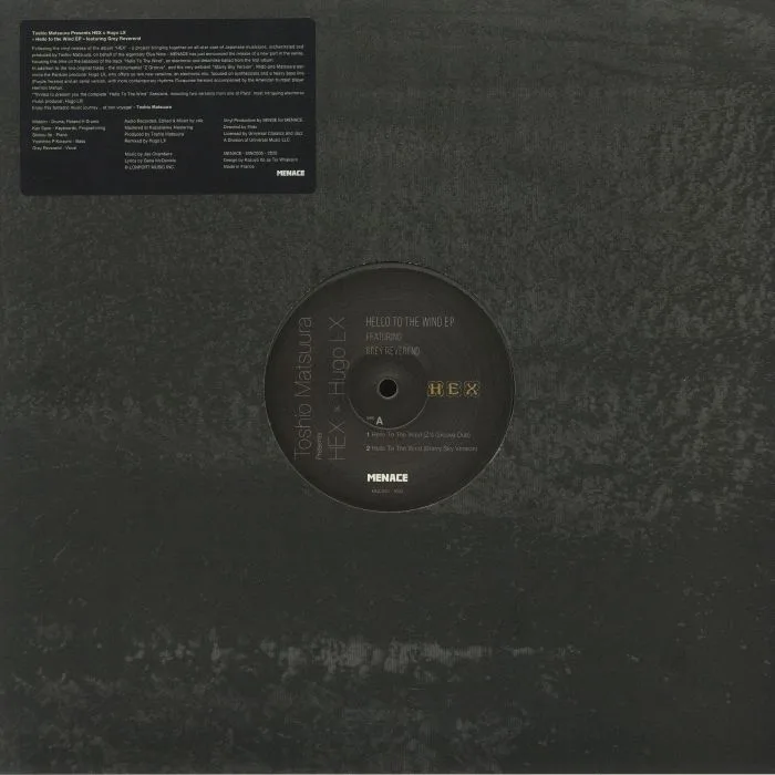 Front cover — Toshio MATSUURA presents HEX / HUGO LX feat GREY REVEREND — Hello To The Wind EP