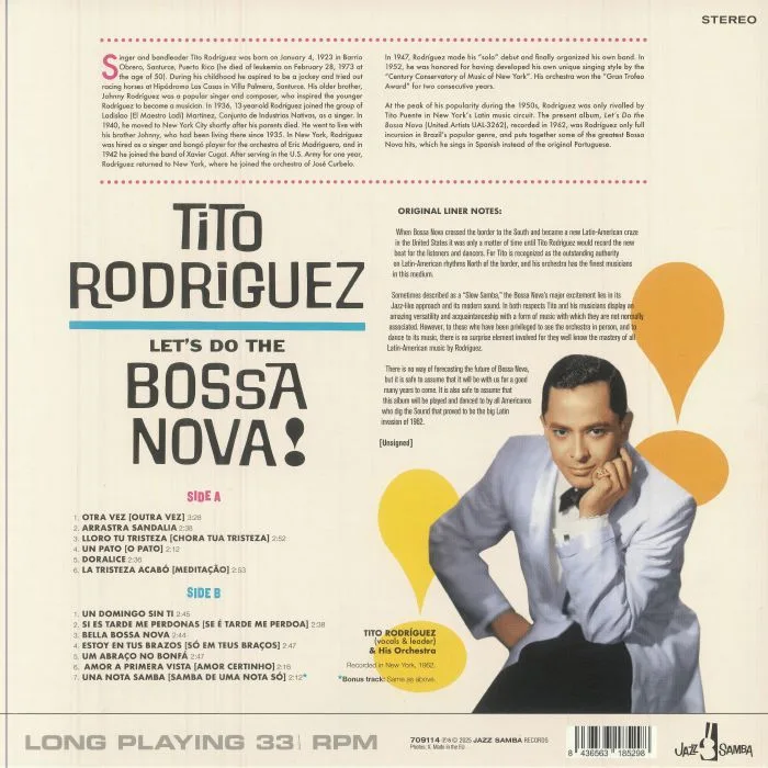 Обратная сторона обложки — Tito RODRIGUEZ & HIS ORCHESTRA — Let's Do The Bossa Nova! (reissue)