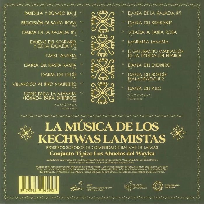 Back cover — LOS ABUELOS DEL WAYKU — La Musica De Los Kechwas Lamistas: Registros sonoros de comunidades nativas de Lamas
