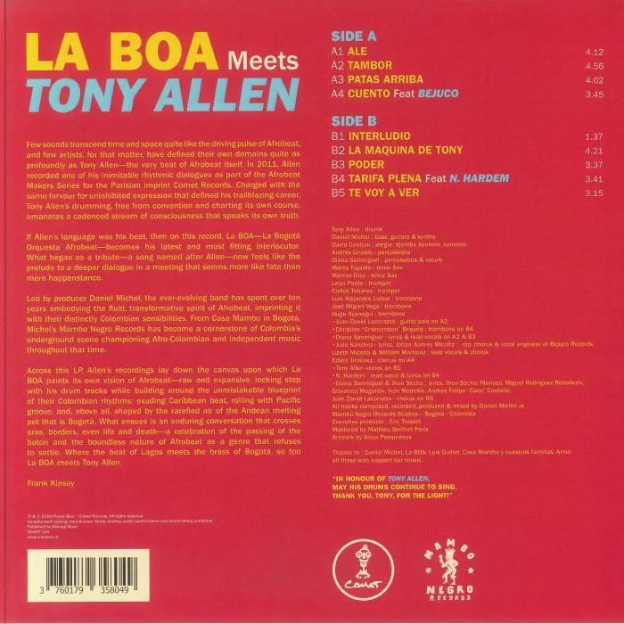 Обратная сторона обложки — LA BOA / TONY ALLEN — La Boa Meets Tony Allen