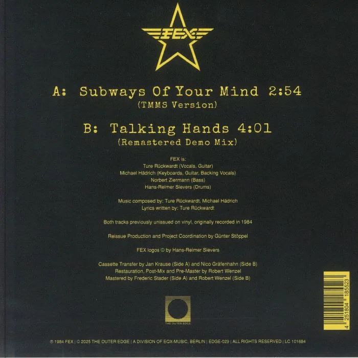 Обратная сторона обложки — FEX — Subways Of Your Mind (TMMS Version) (remastered)