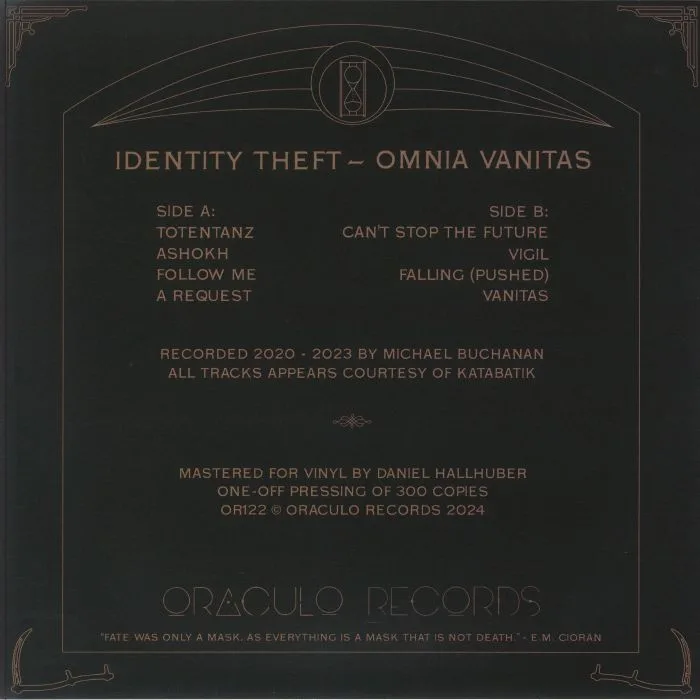 Back cover — IDENTITY THEFT — Omnia Vitas