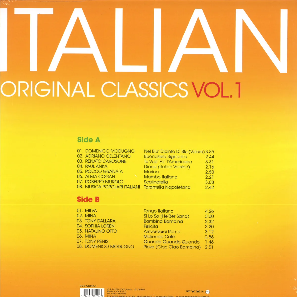 Back cover — Various — Original Italian Classics Vol. 1 LP