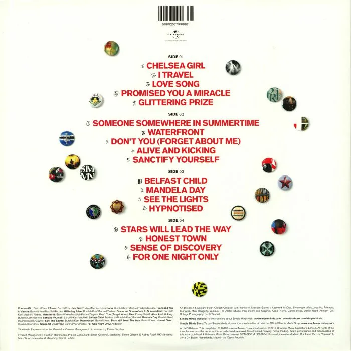 Back cover — SIMPLE MINDS — 40: The Best Of 1979-2019