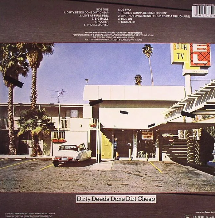 Обратная сторона обложки — AC / DC — Dirty Deeds Done Dirt Cheap