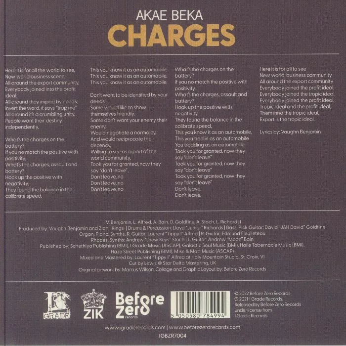 Обратная сторона обложки — AKAE BEKA / I GRADE DUB — Charges