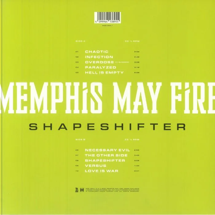Обратная сторона обложки — MEMPHIS MAY FIRE — Shapeshifter