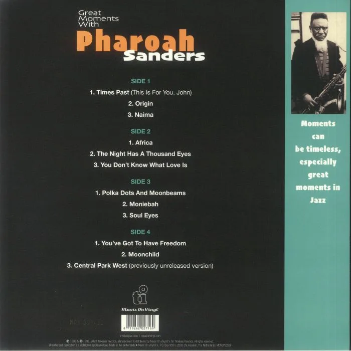 Обратная сторона обложки — Pharoah SANDERS — Great Moments With Pharoah Sanders (reissue)