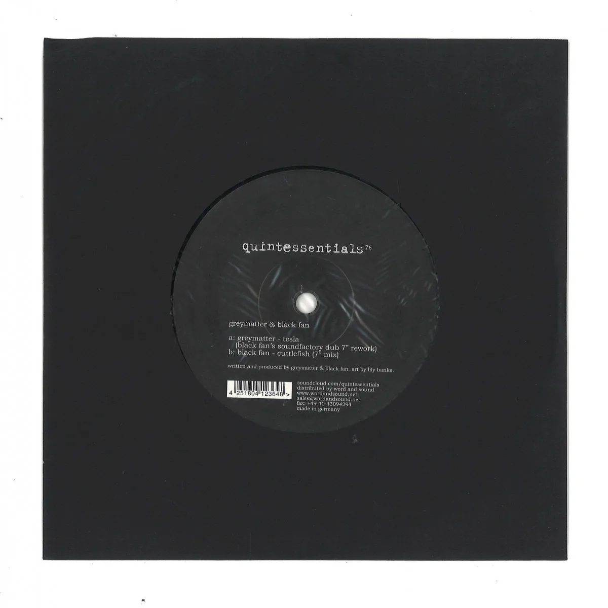 Back cover — GREYMATTER & BLACK FAN — TESLA / CUTTLEFISH 7"
