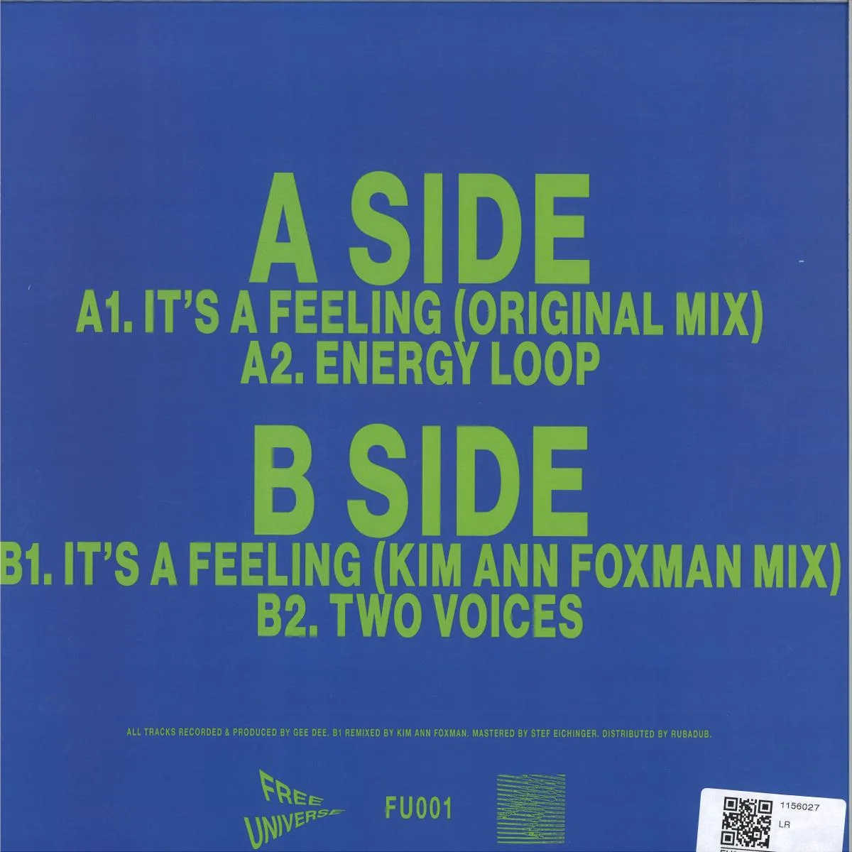 Back cover — Gee Dee — It's A Feeling