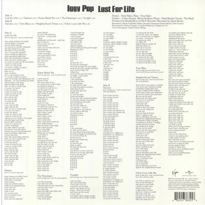 Back cover — IGGY POP — Lust For Life (reissue)