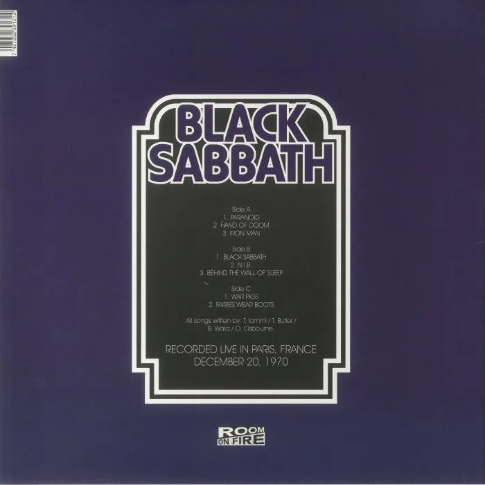 Обратная сторона обложки — BLACK SABBATH — Live In Paris 1970
