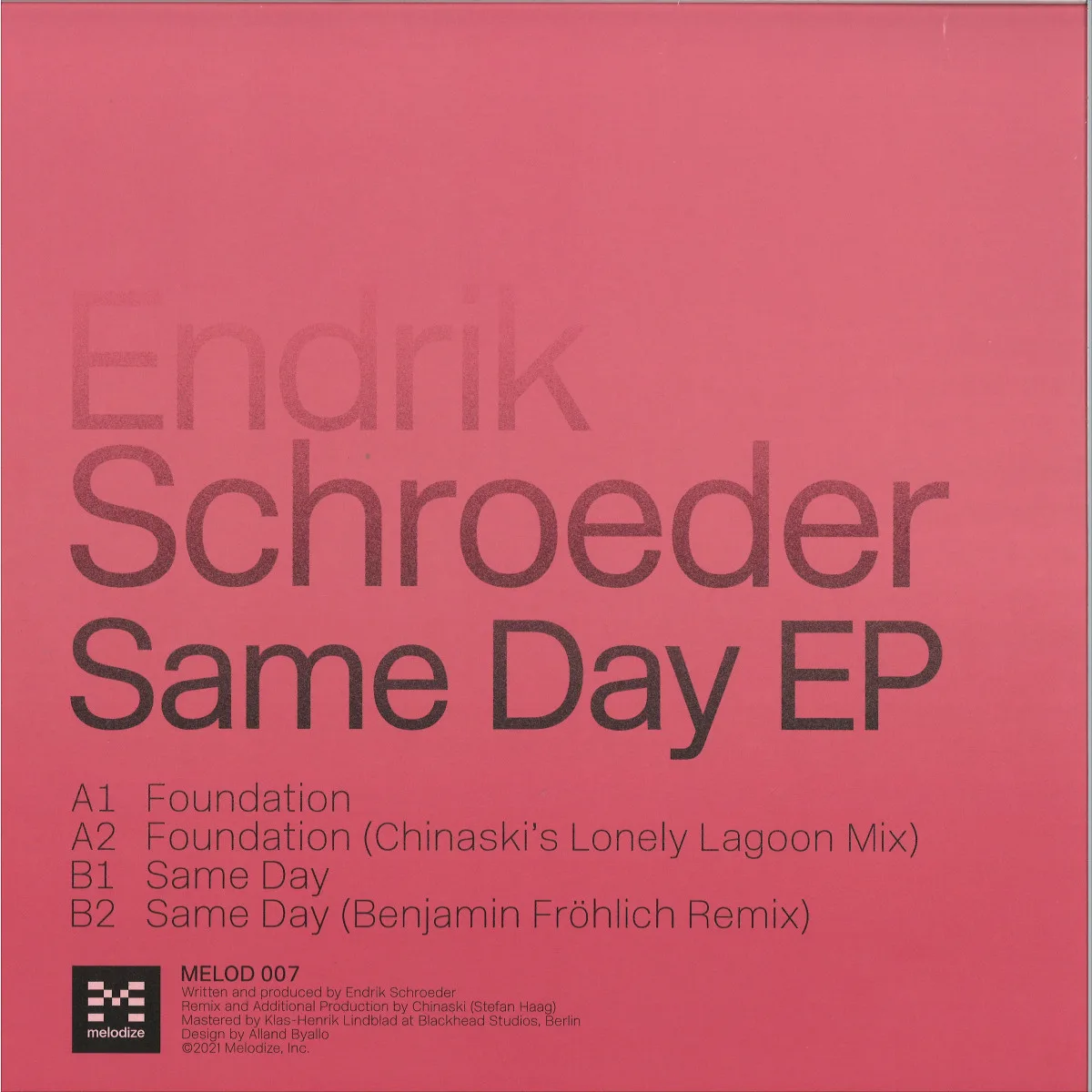Back cover — Endrik Schroeder — Same Day EP