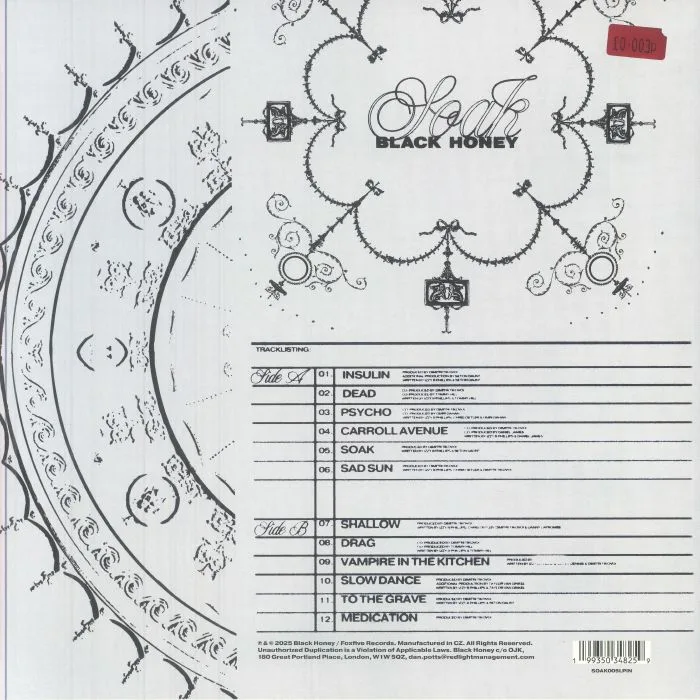 Back cover — BLACK HONEY — Soak