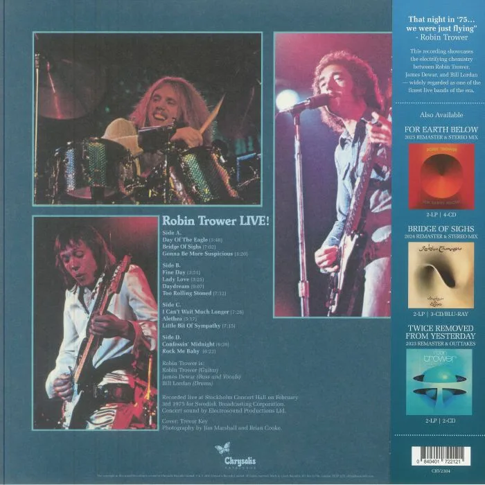 Back cover — Robin TROWER — Robin Trower Live! (50th Anniversary Edition)